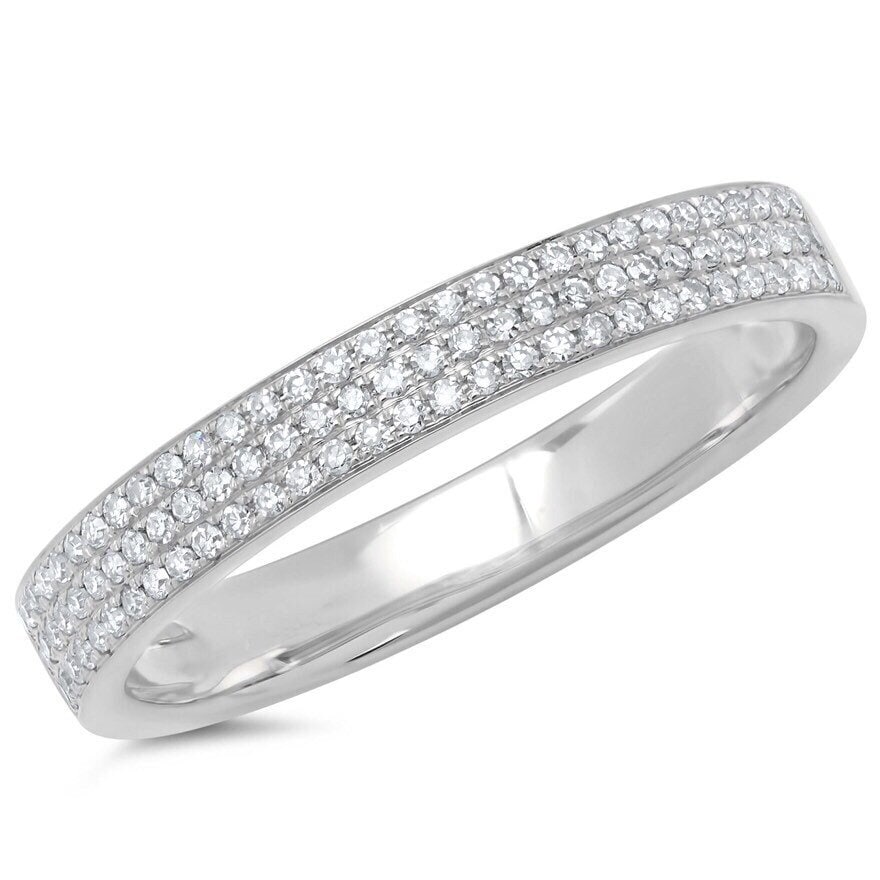 14K Weißgold Diamant Micro Pave Stapelbar Hochzeitsjubiläum Band #1892 von FehmisCreations