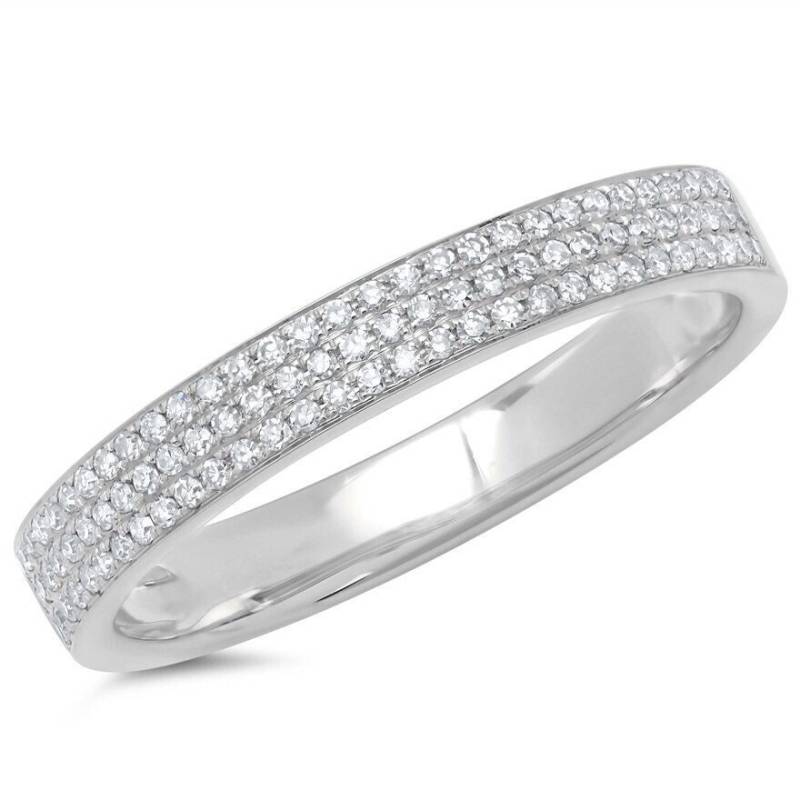 14K Weißgold Diamant Micro Pave Stapelbar Hochzeitsjubiläum Band #1892 von FehmisCreations