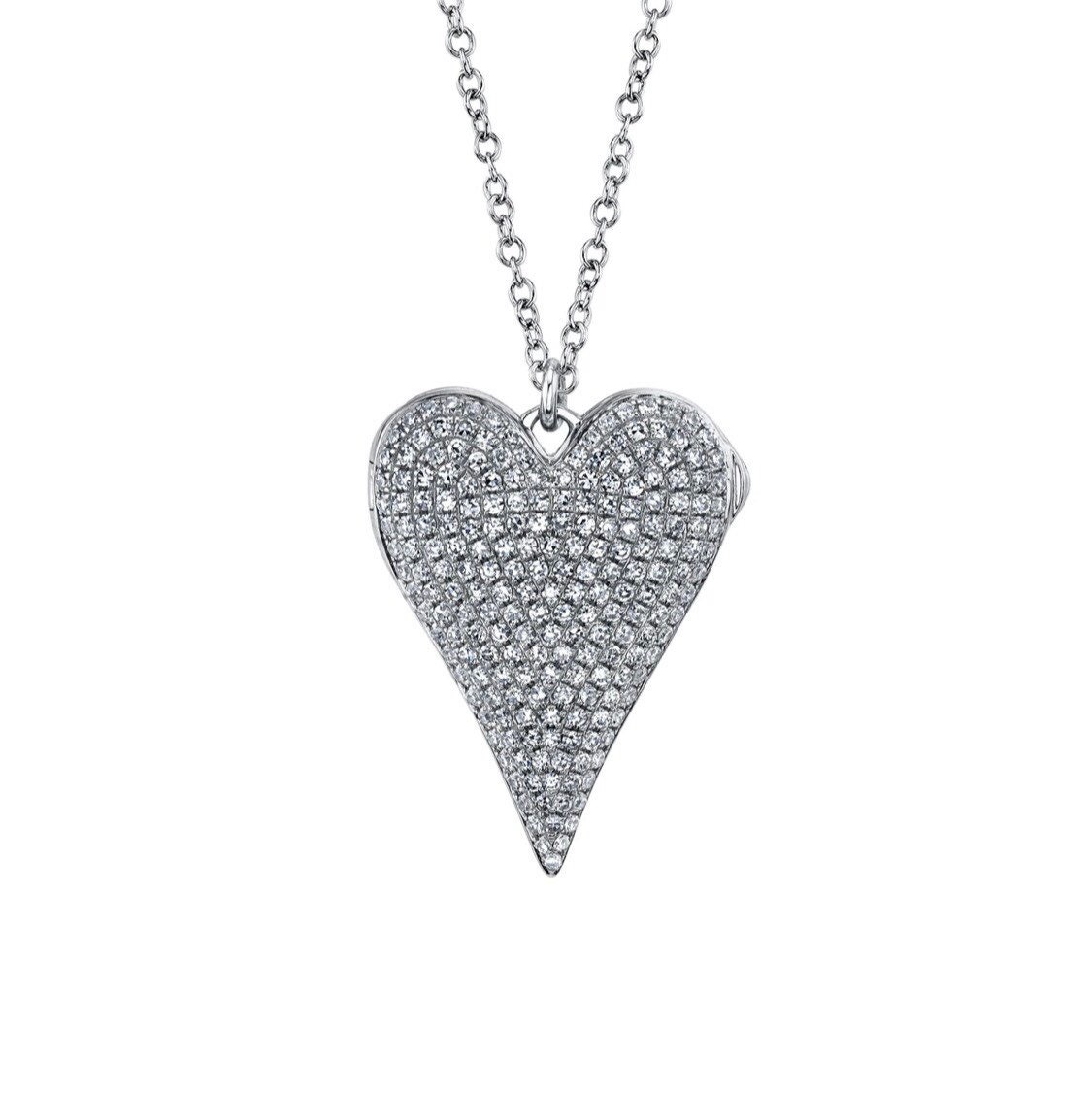 14K Weißgold Diamant Pave Herz Mexit Anhänger, Halskette #2736 von FehmisCreations