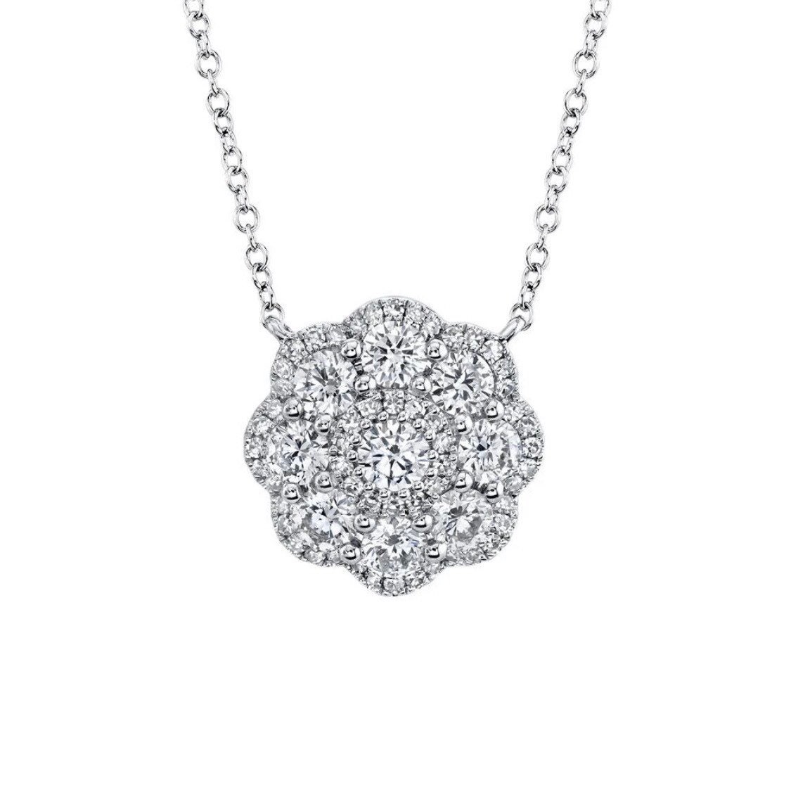 14K Weißgold Diamant Rund, Kreis, Halskette, Anhänger #4232 von FehmisCreations