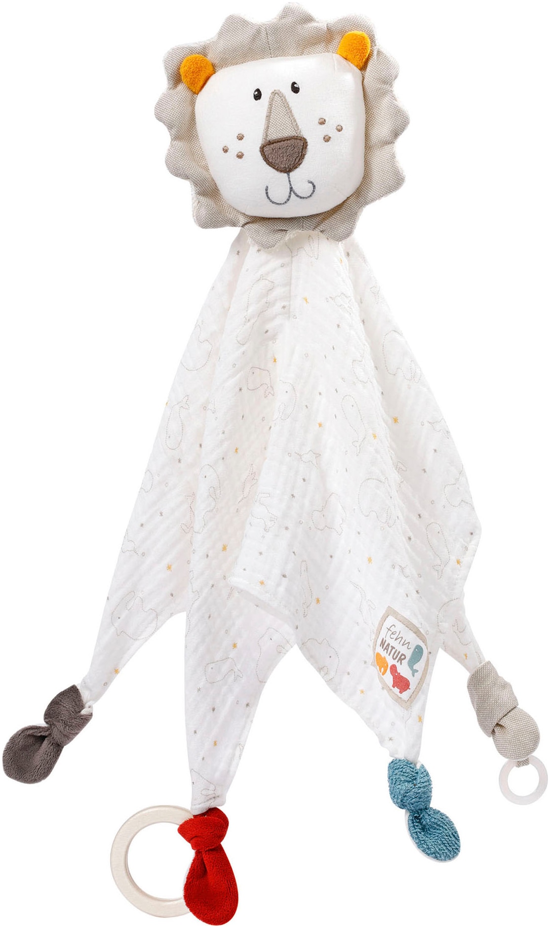 Fehn Schmusetuch "fehnNATUR, Löwe Deluxe" mit Befestigungsring für Schnuller; Enthält Bio-Baumwolle von Fehn