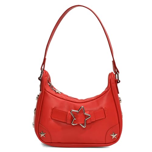 Fehploh Aesthetic Stars Umhängetasche PU-Leder Y2K Geldbörse Unterarmtasche für Damen (Rot) von Fehploh