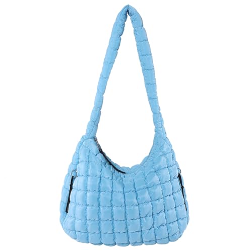 Fehploh Cloud Hobo-Tasche for Damen, große Kapazität, gesteppte Blasen, Umhängetasche, einfarbig, modisch, gepolsterte Schultertasche, Puffer-Schultertaschen (blau) von Fehploh