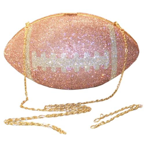 Fehploh Clutch in Fußballform, großes Fassungsvermögen, Strass, glänzende Diamanten, Geldbörse, kreativ, stilvoll, Umhängetasche mit Schulterkette, trendige Tragetasche (Rosa) von Fehploh