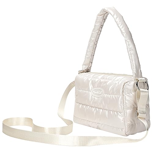 Fehploh Damen-Crossbody-Geldbörse mit Reißverschluss, Tragegriff oben, weich, mit verstellbarem Schultergurt, solide Umhängetasche für Damen, weiß, 225.00x145.00x100.00mm/8.86x5.71x3.94inch von Fehploh