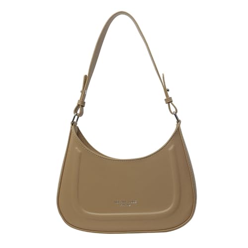 Fehploh Damen-Designer-Umhängetasche, einfarbig, PU, ​​Halbmond-Unterarmtasche, einfache Messenger-Tasche, verstellbarer Riemen, große Kapazität für Party, Urlaub (Khaki) von Fehploh