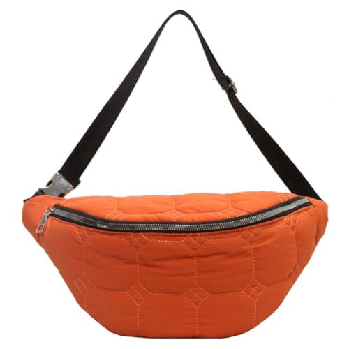 Fehploh Damen Halbmond-Schultertasche, leicht, gepolstert, gesteppt, Umhängetasche, Hobo-Tasche, Tagesrucksack, Shopper, Orange, 350.00x170.00x100.00mm/13.78x6.69x3.94inch von Fehploh