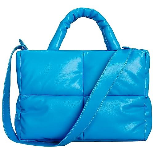 Fehploh Damen-Handtasche, gesteppt, große Kapazität, gepolsterte Umhängetasche, einfarbig, PU-Leder, leicht, for Shopper, Reisen (blau) von Fehploh