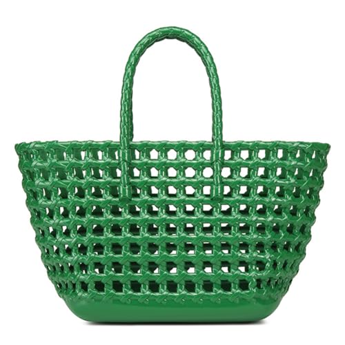 Fehploh Damen-Mesh-Tasche mit Griff oben, große Kapazität, Reisetasche, einfarbig, stilvolle Korbtasche, ausgehöhlt, für Outdoor-Camping (02) von Fehploh