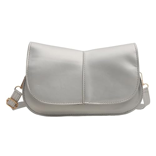 Fehploh Damen-PU-Satteltasche, elegante Party-Handtasche, großes Fassungsvermögen, schicke Umhängetasche, einfarbig, abnehmbarer Riemen for Outdoor-Reisen (Silber) von Fehploh