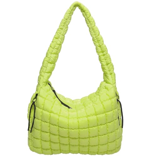 Fehploh Damen-Schultertasche, modische Luftpolstertasche, große Kapazität, bauschige Umhängetasche, einfarbig, Reißverschluss für Party, Urlaub, grün, 390.00x360.00x150.00mm von Fehploh