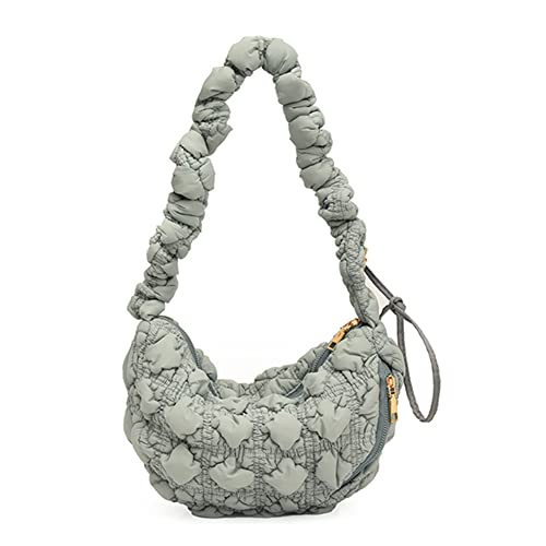 Fehploh Damen Shopper-Geldbörse, Freizeit, gesteppte Umhängetasche, gerüschte Umhängetasche, Handtasche, Tragetasche, Umhängetasche (grau) von Fehploh