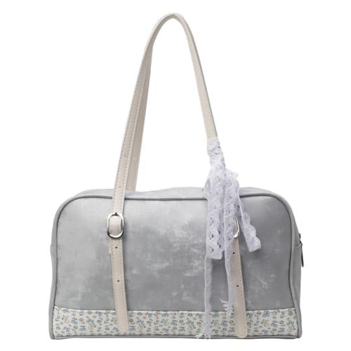 Fehploh Damen-Tasche mit Blumen-Patchwork, verstellbarer Riemen, Blumen-Umhängetasche, großes Fassungsvermögen, Freizeit-Achseltasche, Mädchen-Outdoor-Tagestasche (Silber) von Fehploh