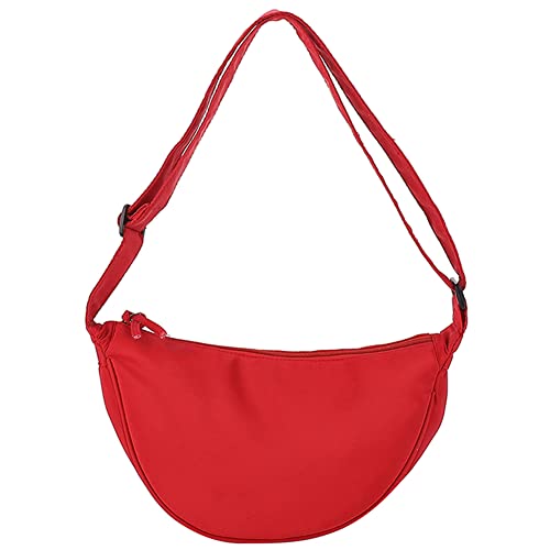 Fehploh Damen-Tragetaschen aus Nylon, modisch, Halbmond-Unterarmtaschen, lässig, einfach, tragbar, elegante Damenhandtaschen (rot) von Fehploh