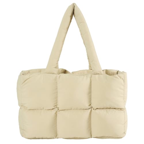 Fehploh Damen-Umhängetasche, einfarbig, gesteppt, modisch, Einkaufstasche, großes Fassungsvermögen, weiche Wolken-Tragetasche, trendige Pendlertasche, khaki, 390.00x250.00x130.00mm/15.35x9.84x5.12inch von Fehploh