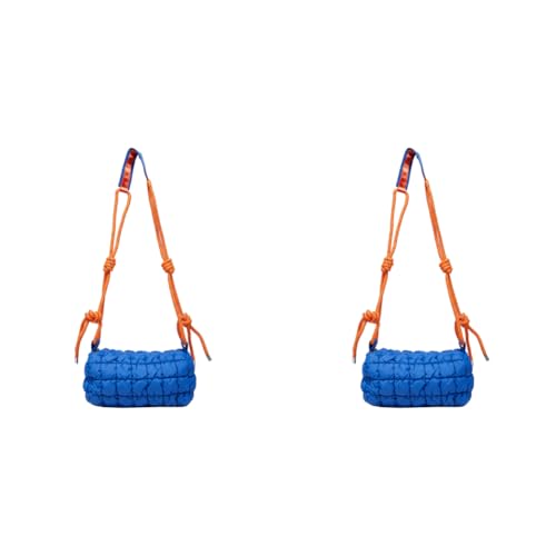 Fehploh Damen-Umhängetasche, gesteppt, mit geflochtenem Seilriemen, Tagestasche für Damen (blau) von Fehploh