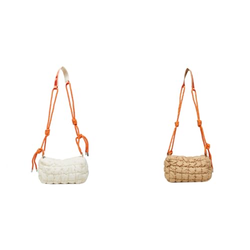 Fehploh Damen-Umhängetasche, gesteppt, mit geflochtenem Seilriemen, Tagestasche für Damen (weiß) von Fehploh