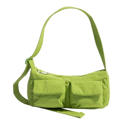 Fehploh Damen-Umhängetasche, modisch, einfarbig, lässig, Unterarmtasche, großes Fassungsvermögen, einfache Messenger-Tasche, Reißverschluss, für Outdoor-Reisen (grün) von Fehploh