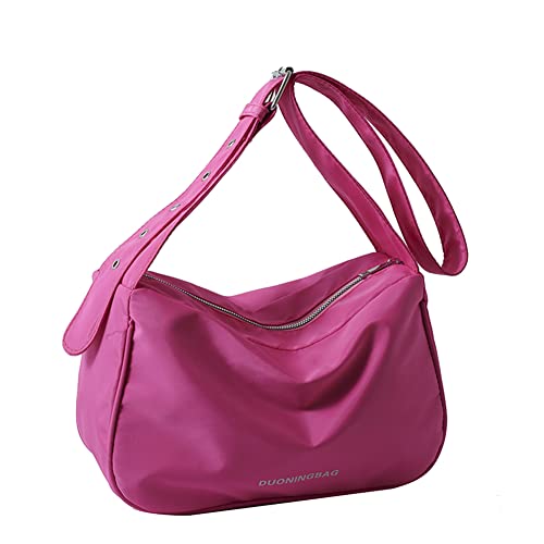 Fehploh Damen-Umhängetasche, modisch, lässig, Reißverschluss, Hobo-Tasche for Geburtstagsgeschenk, Umhängetasche mit kleiner Tasche (Rosarot) von Fehploh