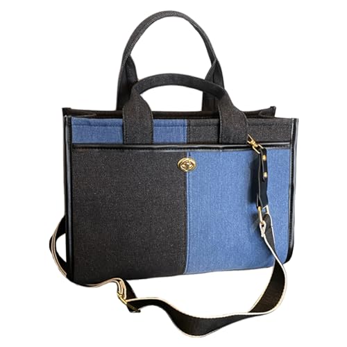 Fehploh Damen-Umhängetasche im Vintage-Stil, große Kapazität, Denim, lässige Tragetasche, verstellbarer Riemen, modische Umhängetasche, weiblich, Alltag, Dating-Tasche (schwarz) von Fehploh