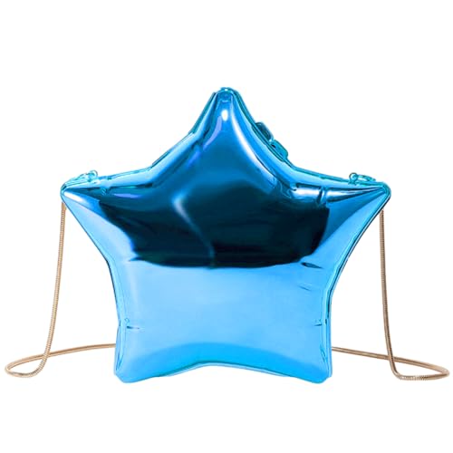 Fehploh Damen-Umhängetasche in Sternform, einfarbig, Acryl, lässige Stern-Geldbörse, neuartige fünfzackige Stern-Tasche for formelle Hochzeit, Abschlussball, Party (blau) von Fehploh