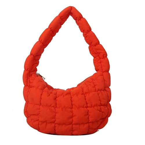 Fehploh Damen-Umhängetasche mit Diamant-Stickerei, Winter-Puffer-Handtasche (Orange) (Orange) von Fehploh