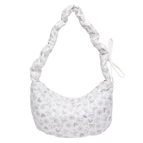 Fehploh Damen-Umhängetasche mit Plissee, Blumenmuster, gepolsterte Achseltasche, großes Fassungsvermögen, gepolsterte Tragetasche, Handtasche for Damen, Freizeithandtasche (02) von Fehploh