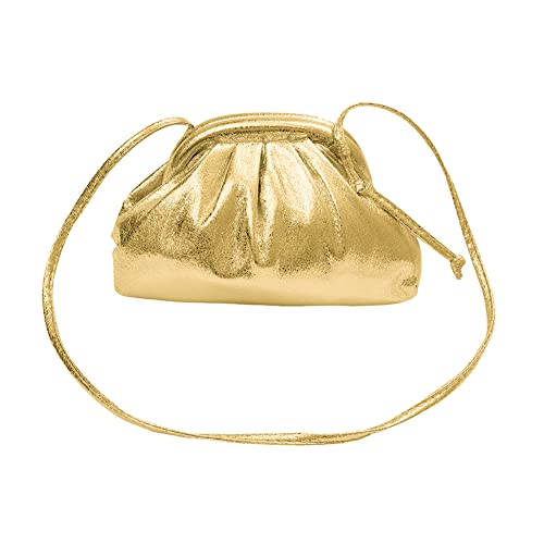 Fehploh Dumpling-Umhängetasche for Damen, glitzernd, plissiert, hohe Kapazität, PU, ​​leicht, for die Teilnahme an Banketten (Gold) von Fehploh