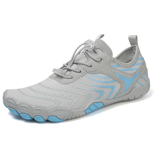 Fehploh Fellow Wasserschuhe Upstream Aquaschuhe Atmungsaktive Surf-Schnorchelschuhe Schnelltrocknende Sport-Trainings-Sneaker Strand-Schwimmschuhe (Grau 46) von Fehploh