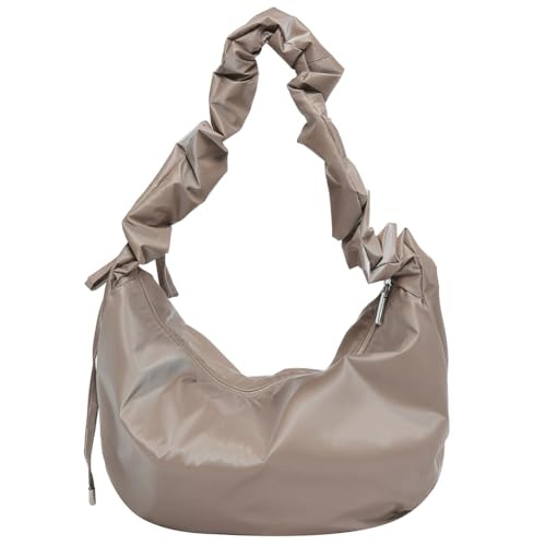 Fehploh Geraffte modische Handtasche mit Reißverschluss, Kordelzug, halbmondförmige Tasche, einfarbig, lässige Schultertasche mit verstellbarem Schultergurt, Unterarmtasche for Frauen und Mä von Fehploh