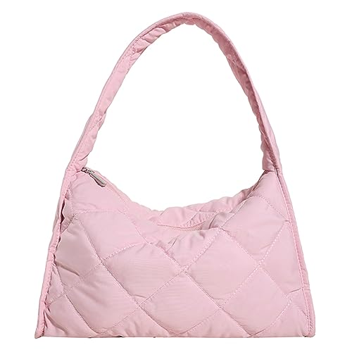 Fehploh Gesteppte Damen-Umhängetasche, Reißverschluss, weiche Achseltasche, großes Fassungsvermögen, modisch, leicht, für den Alltag, rose, 350.00x190.00x140.00mm/13.78x7.48x5.51inc von Fehploh