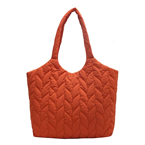 Fehploh Gesteppte Pendeltasche mit Stickgarn, lässige Handtaschen, modisches Nylon, elegant, weich, mit Baumwolle gepolstert, for den Wochenendurlaub (Orange) von Fehploh