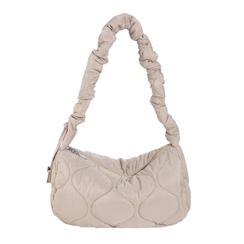 Fehploh Gesteppte Schultertasche für Damen, mit Kordelzug, Hobo, Halbmondtasche, leicht, Crossbody-Tasche, gefaltete Achselhöhle, Pendler, khaki, 290.00x200.00x120.00mm/11.42x7.87x4.72inch von Fehploh