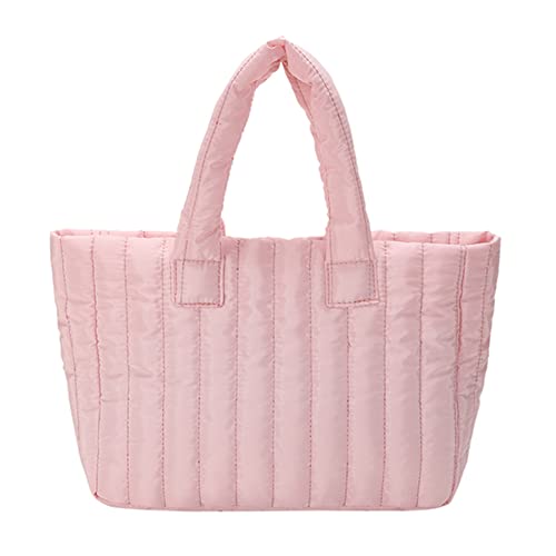 Fehploh Gesteppte Tasche mit Tragegriff, großes Fassungsvermögen, Baumwolle, gepolsterte Tasche für Damen, modisch, elegant für den Wochenendurlaub (Pink) von Fehploh