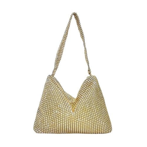 Fehploh Glitzer-Umhängetasche, Handtasche, Reißverschluss, Damen-Damenmode, modische Schultertasche, Strass verziert, Party, Cocktail, Hochzeit, große Kapazität, Unterarmtasche, Alltags-Umhä von Fehploh