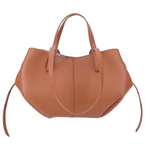 Fehploh Große Kapazität, elegante Umhängetasche, PU-Leder, Freizeittasche mit passendem Clutch-Set, Damen, einfarbige Tasche (Camel Small) von Fehploh