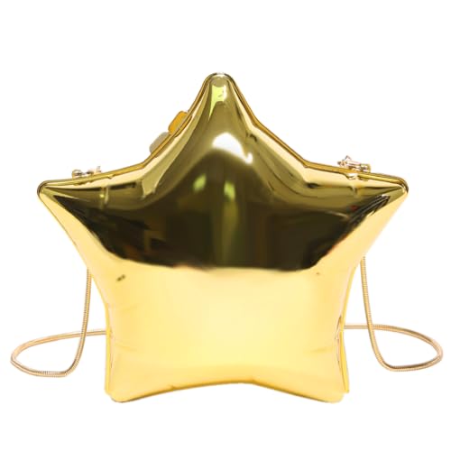 Fehploh Kreative Acryl-Clutch-Geldbörse mit Kettenriemen, Sternform, einzigartige, niedliche kleine Geldbörse, trendige Crossbody-Tasche für Damen, gold, 7.68x6.5x3.94inch von Fehploh
