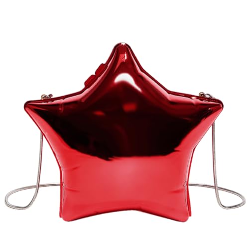 Fehploh Kreative Acryl-Clutch-Geldbörse mit Kettenriemen, Sternform, einzigartige, niedliche kleine Geldbörse, trendige Crossbody-Tasche für Damen, rot, 7.68x6.5x3.94inch von Fehploh
