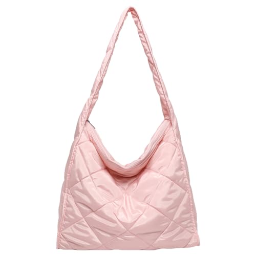 Fehploh Lässige Tragetasche, großes Fassungsvermögen, trendige Umhängetasche, einfarbig, modische Handtasche mit Reißverschluss for Damen, Urlaub, Reisen (Rosa) von Fehploh