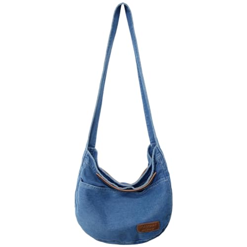 Fehploh Leichte modische Hobo-Tasche, große Kapazität, vielseitige Umhängetasche, lässig, weich, für Damen, Vintage-Tragetasche, hellblau, 39*10*30 cm/15.35x3.94x11.81inch von Fehploh