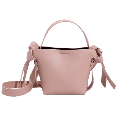 Fehploh Modische Damen-Beuteltasche, stilvolle Umhängetasche, großes Fassungsvermögen, PU-Tageskuriertasche, einfarbig, verstellbarer Riemen, Schultertasche (Rosa) von Fehploh