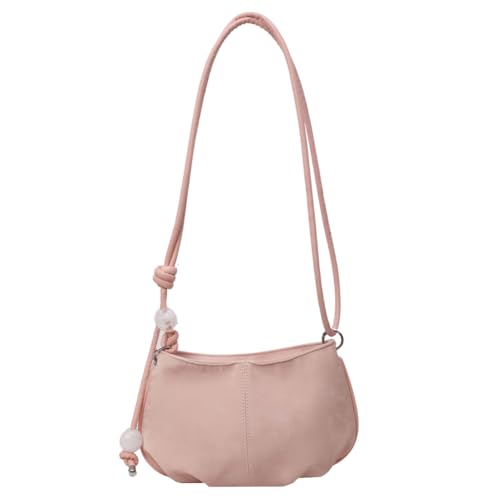 Fehploh Modische Damen-Umhängetasche, großes Fassungsvermögen, PU-Unterarmtasche, lässiger Clutch, Reißverschluss, mit Perlen für Party, Urlaub, rose, 9.45*5.91*3.54inch von Fehploh