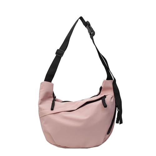 Fehploh Modische Kuriertasche, trendige Sporttasche, großes Fassungsvermögen, Nylon, einfarbig, halbmondförmig, Pendler, verstellbarer Riemen, für Outdoor-Reisen, rose, von Fehploh