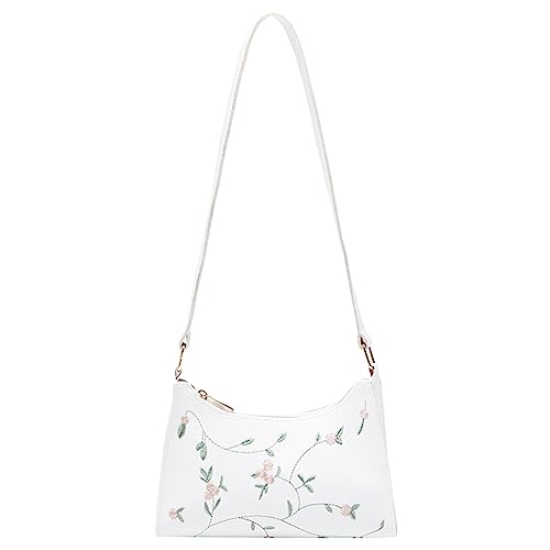 Fehploh Nähte Unterarmtaschen Damen Umhängetasche 2023 Hobo Bag Weiches PU-Leder Mädchen Geldbörse Weibliche Clutch (Weiß) von Fehploh