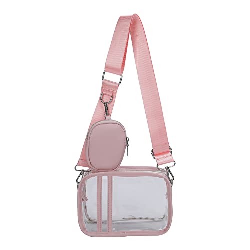 Fehploh PVC-Einkaufstasche für Damen, Stadiongenehmigte Messenger-Taschen, modisch, lässig, tragbar, verstellbarer Riemen für Erwachsene und Teenager (Rosa) von Fehploh