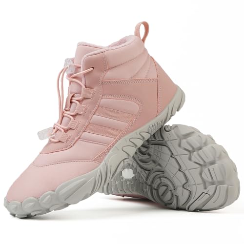 Fehploh Pelzgefütterter Schneestiefel, Plüsch-Wanderstiefel for Damen und Herren, wasserdichte Winter-Sneaker, rutschfeste Outdoor-Schuhe zum Spazierengehen, Wandern for den Winter (38 Pink) von Fehploh