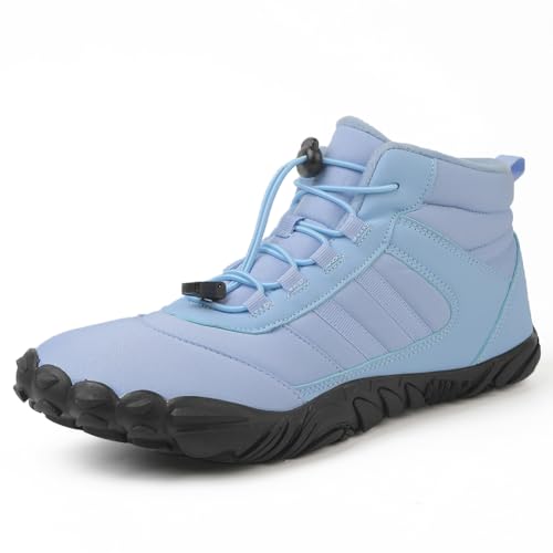 Fehploh Pelzgefütterter Schneestiefel, Plüsch-Wanderstiefel for Damen und Herren, wasserdichte Winter-Sneaker, warme Winter-Schneestiefel zum Spazierengehen, Wandern for den Winter (Blau 46) von Fehploh