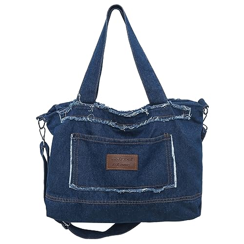 Fehploh Reise-Umhängetasche, modisch, Denim, Crossbody-Tasche, großes Fassungsvermögen, multifunktional, Retro, vielseitige Umhängetasche, dunkelblau, 440.00x340.00x80.00mm/17.32x13.39x3.15inch von Fehploh