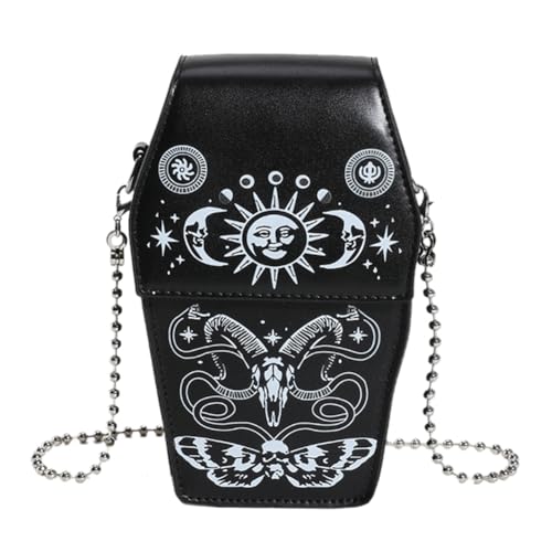 Fehploh Sarg-Umhängetasche for Damen, vielseitig einsetzbar, Gothic-Umhängetasche, Reißverschluss, lässige Umhängetasche, PU-Leder, Neuheit, Halloween-Handytasche (Stil 4) von Fehploh