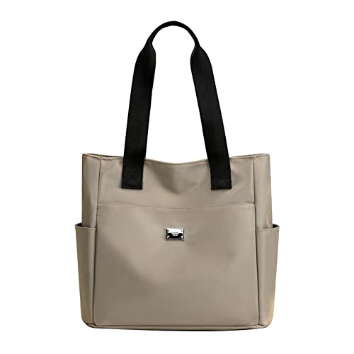 Fehploh Schultertasche aus Nylon, für Damen, mehrere Taschen, großes Fassungsvermögen, lässig, modisch, tragbar, einfach, elegant, für Wochenendurlaub, khaki, 34x31x15 cm/13.39x12.20x5.91 in von Fehploh